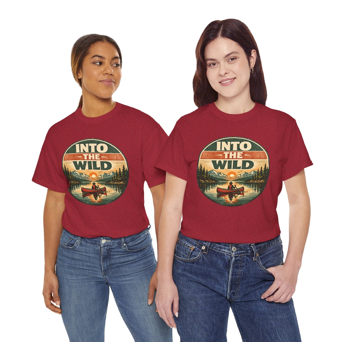 Into the Wild Canoe Badge Tee | Vintage Outdoor Graphic Shirt | Camping Adventure Gift