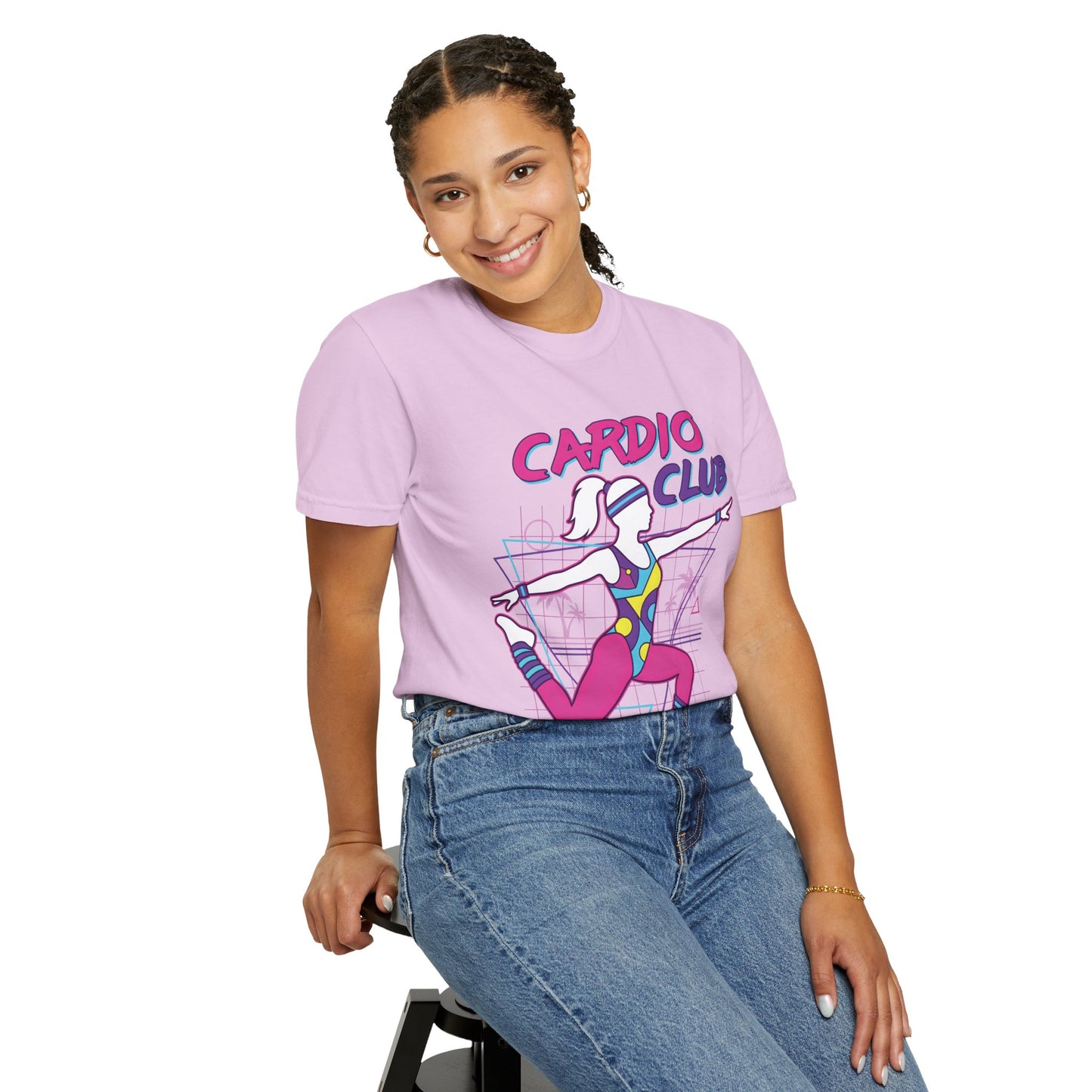 Cardio Club Retro 80s Grid Aerobics Graphic Tee | Vintage Gym Shirt Women