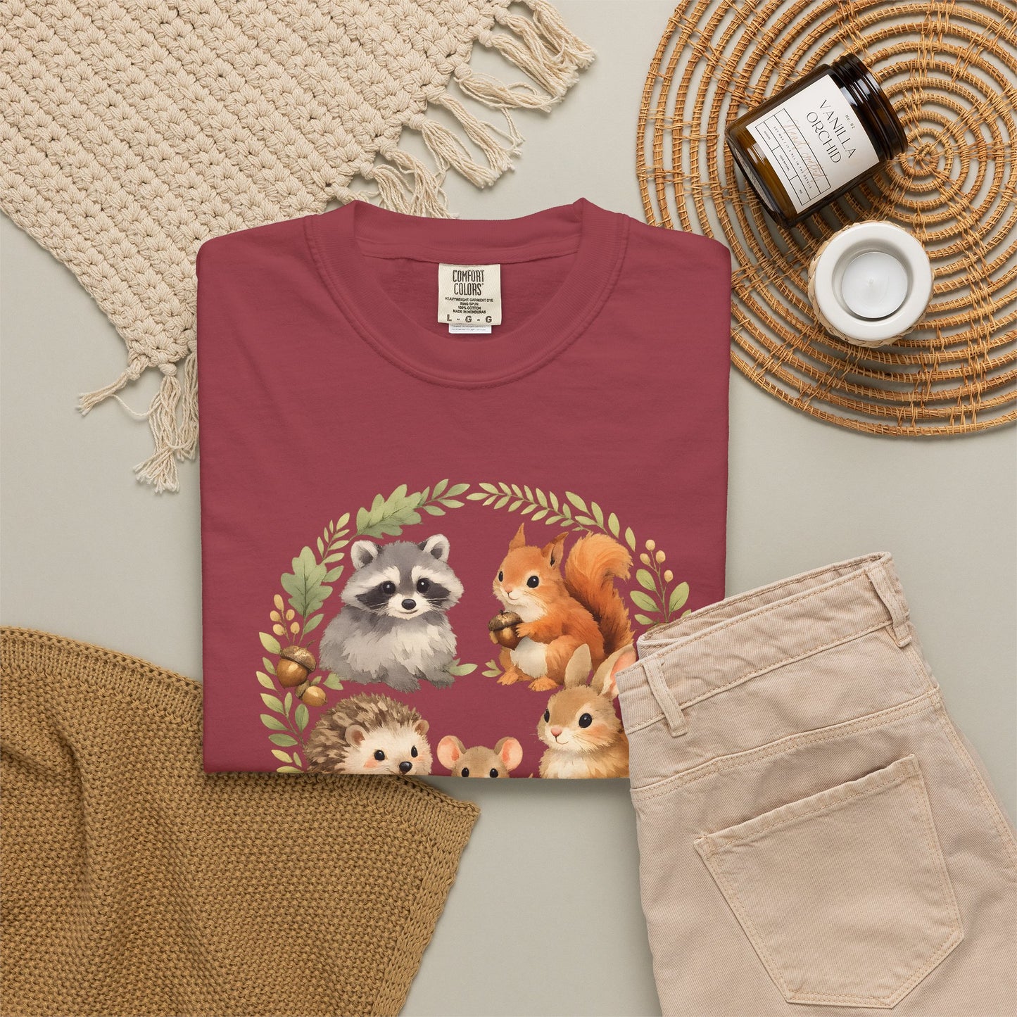 Woodland Animals Circle Watercolor Tee | Forest Creature Gift Shirt | Nature Lover