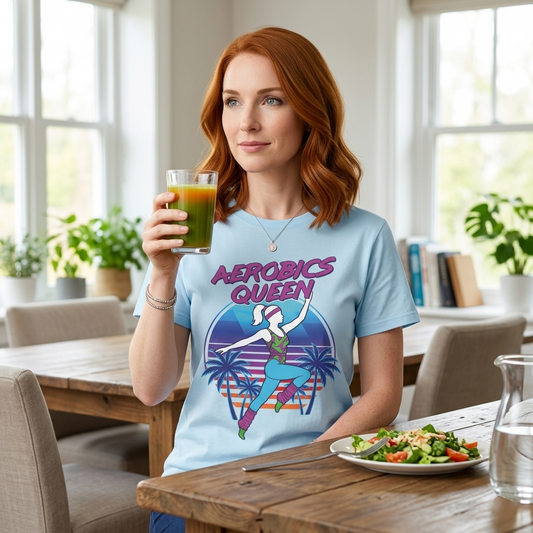 Aerobics Queen Retro 80s Dance Graphic Tee | Vintage Workout Shirt Women