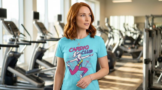 Cardio Club Retro 80s Grid Aerobics Graphic Tee | Vintage Gym Shirt Women