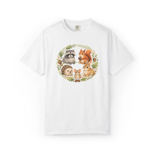 Woodland Animals Circle Watercolor Tee | Forest Creature Gift Shirt | Nature Lover