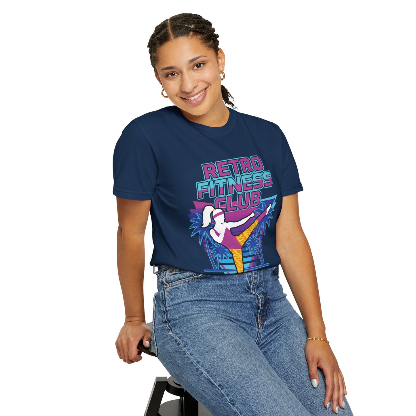 Retro Fitness Club High Kick 80s Tee | Vintage Aerobics Shirt Women
