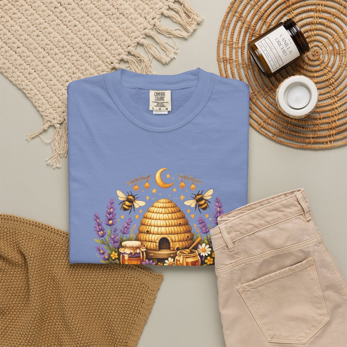 Beehive Honey and Lavender Tee | Vintage Nature Art Shirt | Botanical Garden Gift