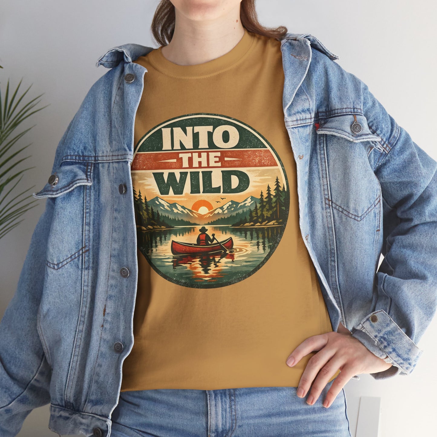 Into the Wild Canoe Badge Tee | Vintage Outdoor Graphic Shirt | Camping Adventure Gift