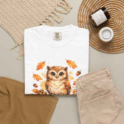 Watercolor Owl Graphic Tee | Autumn Wildlife Art Shirt | Owl Lover Gift