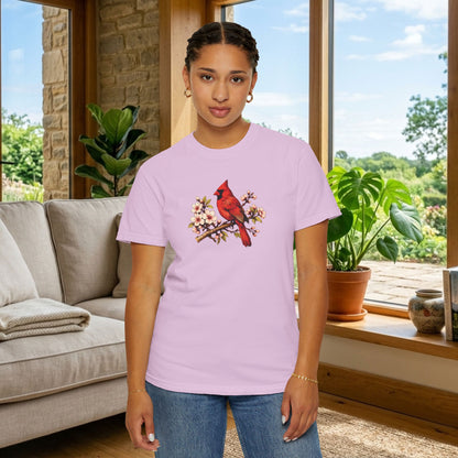 Cardinal Botanical Tee | Vintage Bird Art Shirt | Bird Watcher Gift