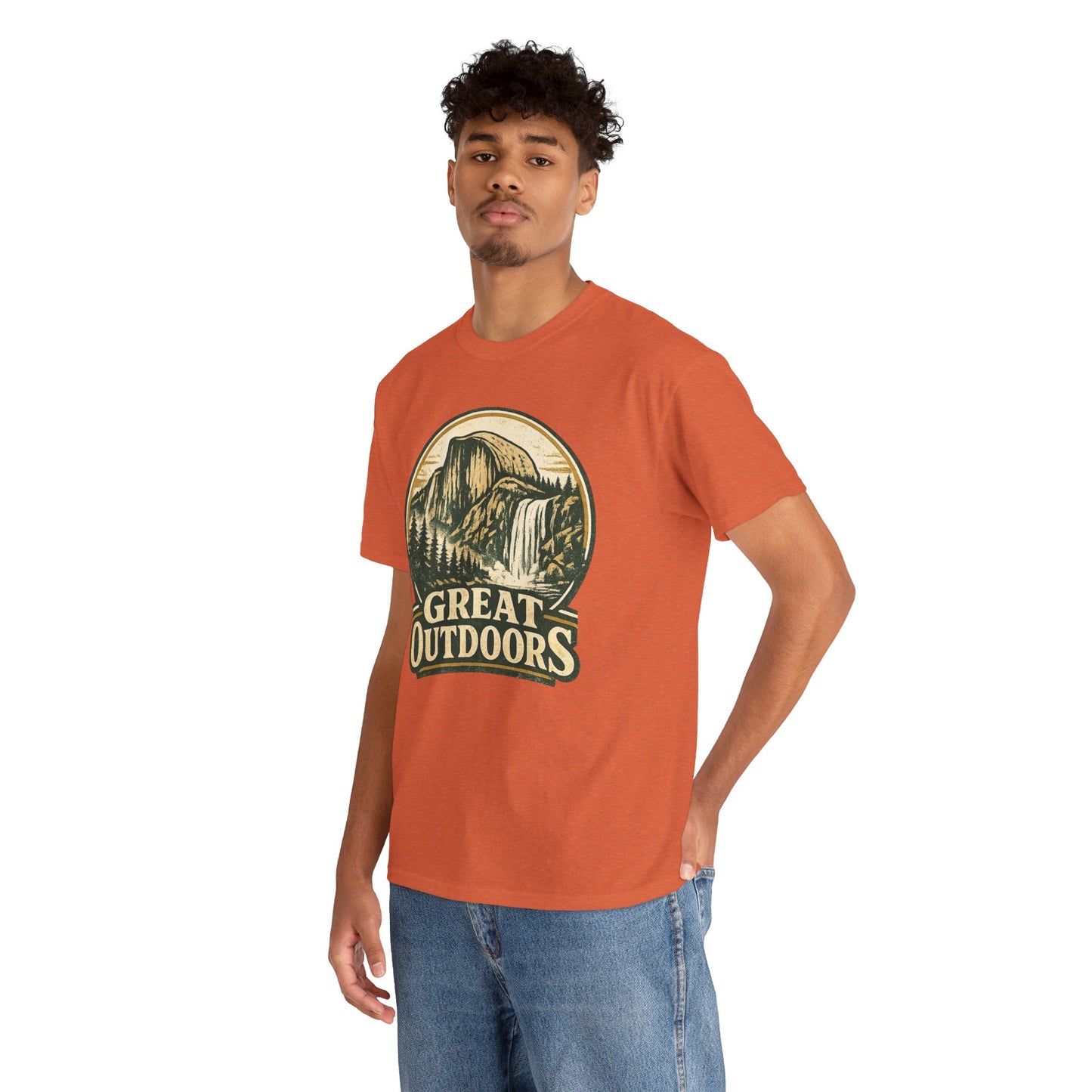 Great Outdoors Retro Badge Tee | Yosemite Half Dome Graphic Shirt | Camping Gift
