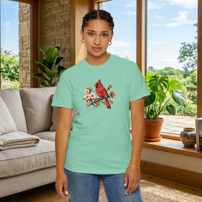 Cardinal Botanical Tee | Vintage Bird Art Shirt | Bird Watcher Gift