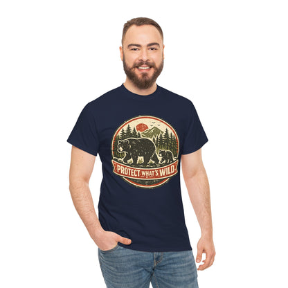 Bear and Cub Retro Badge Tee | Protect What's Wild | Wildlife Lover Gift | Unisex