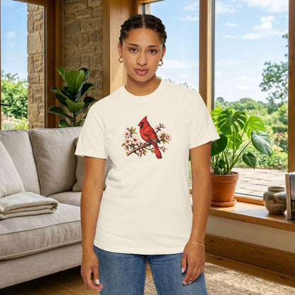 Cardinal Botanical Tee | Vintage Bird Art Shirt | Bird Watcher Gift