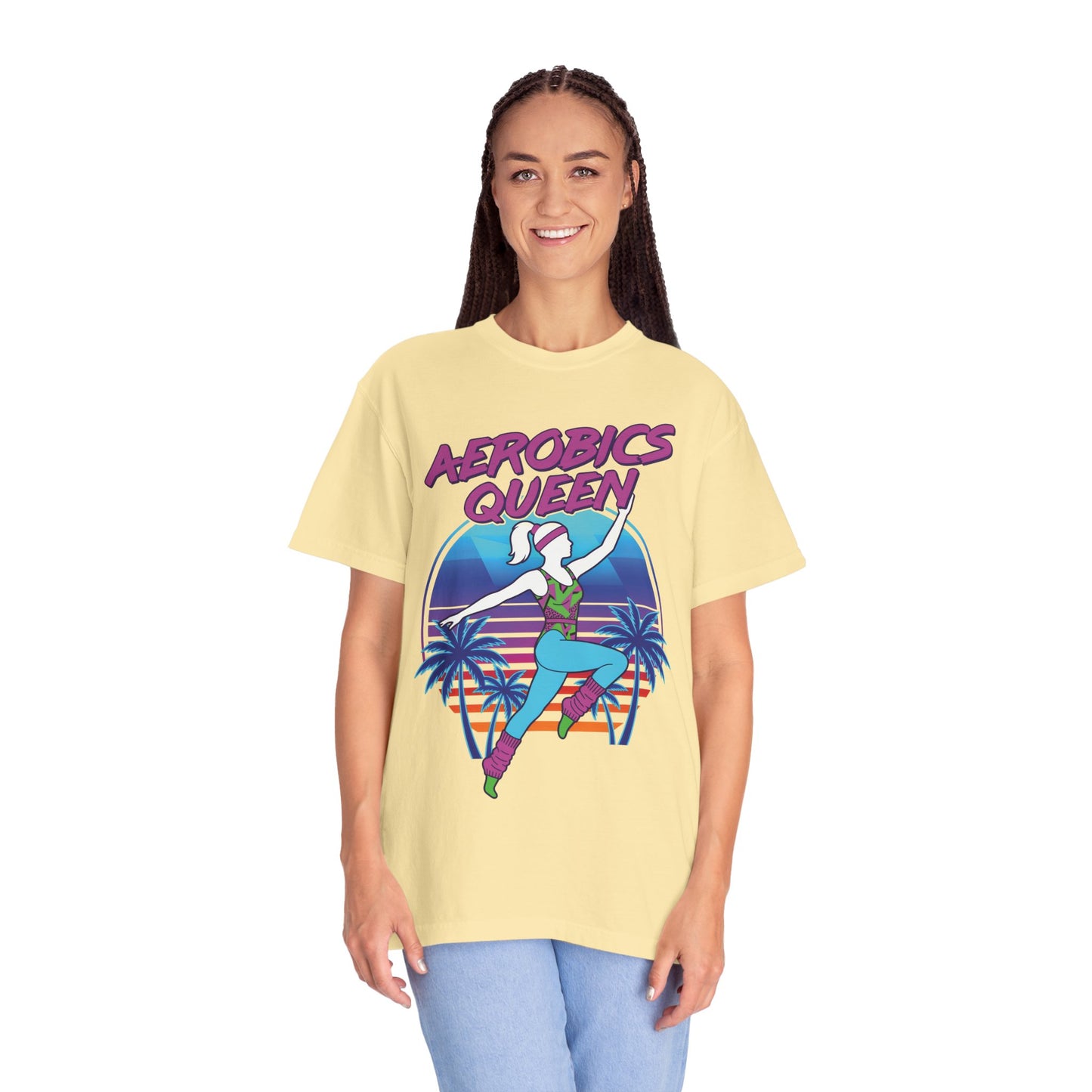 Aerobics Queen Retro 80s Dance Graphic Tee | Vintage Workout Shirt Women