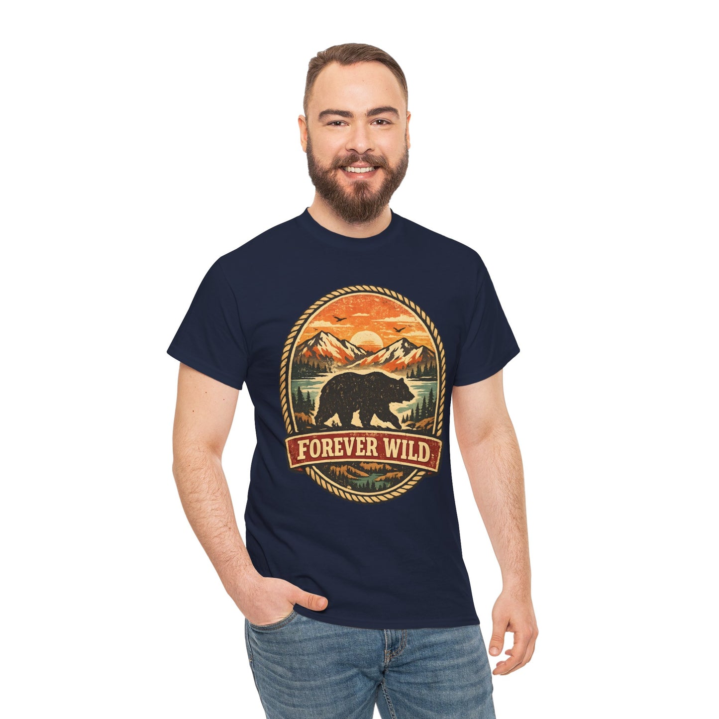 Grizzly Bear Forever Wild Badge Tee | Vintage National Park Shirt | Nature Lover Gift