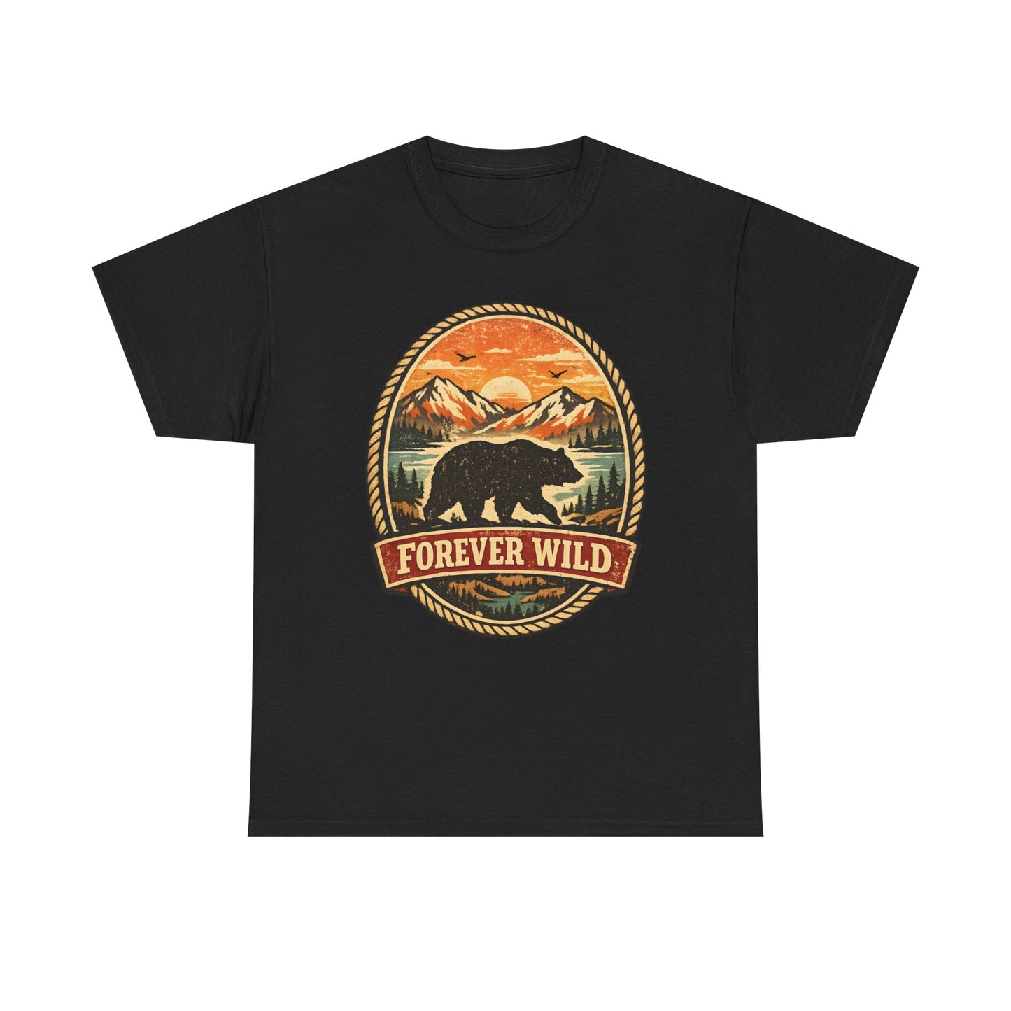 Grizzly Bear Forever Wild Badge Tee | Vintage National Park Shirt | Nature Lover Gift