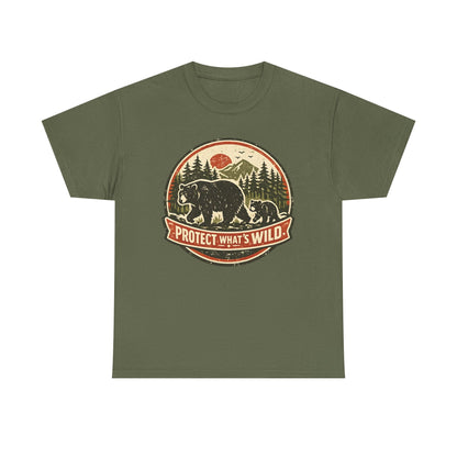 Bear and Cub Retro Badge Tee | Protect What's Wild | Wildlife Lover Gift | Unisex