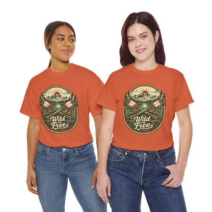 Wild and Free Badge Tee | Vintage Adventure Shirt | Outdoor Explorer Gift