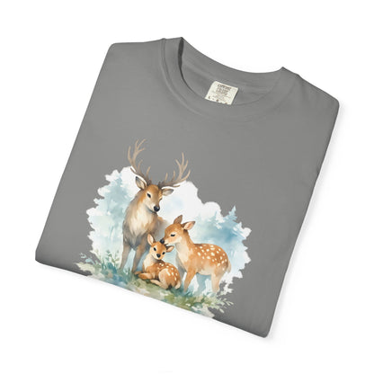Watercolor Deer Family Tee | Forest Wildlife Art Shirt | Nature Lover Gift | Unisex
