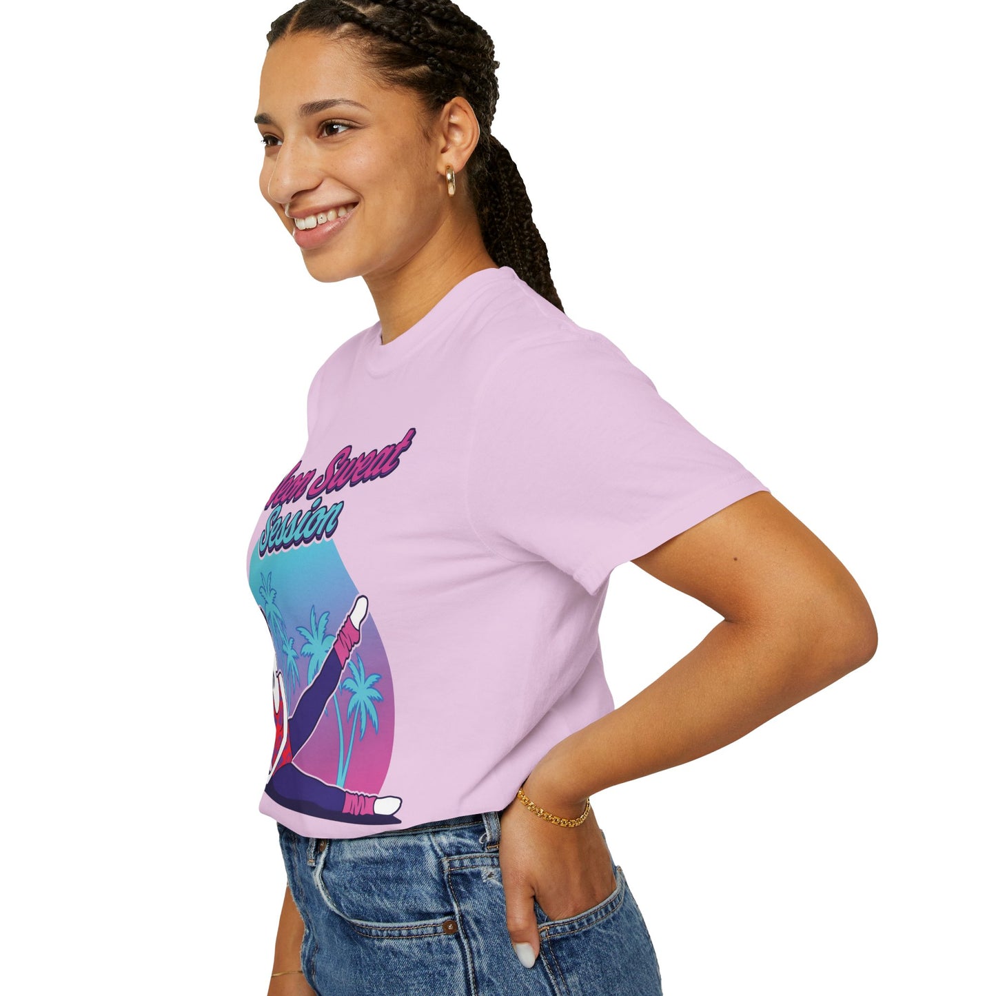 Neon Sweat Session Retro 80s Aerobics Graphic Tee | Vintage Workout Shirt