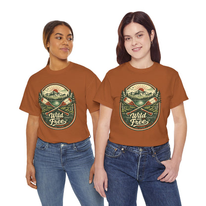 Wild and Free Badge Tee | Vintage Adventure Shirt | Outdoor Explorer Gift