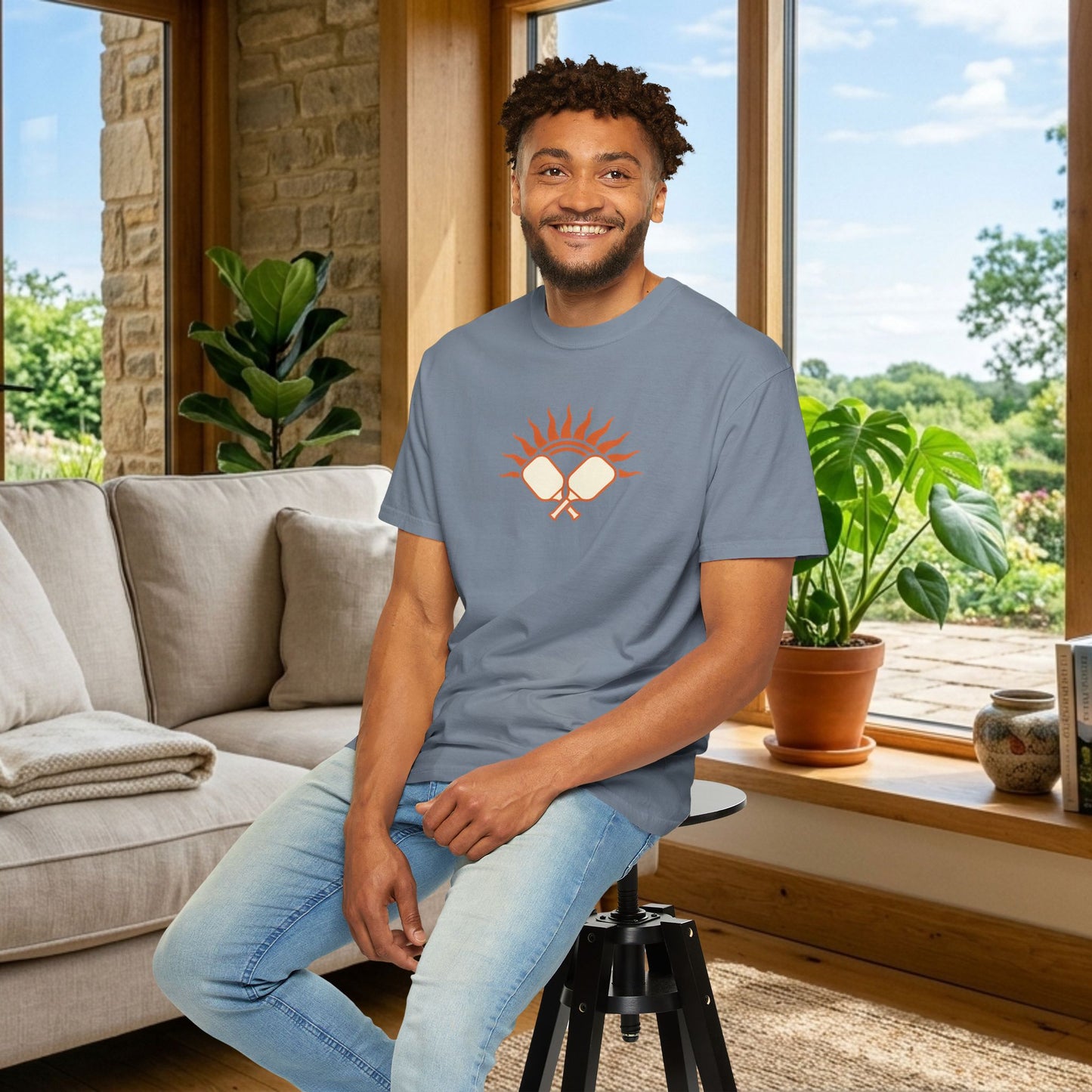 Pickleball Sun Badge Tee Pickler Vintage Minimalist Unisex Shirt