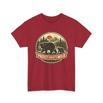 Bear and Cub Retro Badge Tee | Protect What's Wild | Wildlife Lover Gift | Unisex