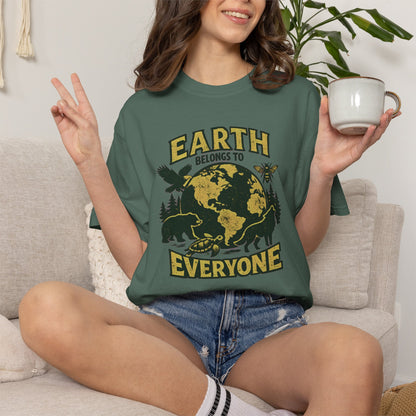 Earth Belongs to Everyone Earth Day Tee | Conservation Art Shirt | Wildlife Gift