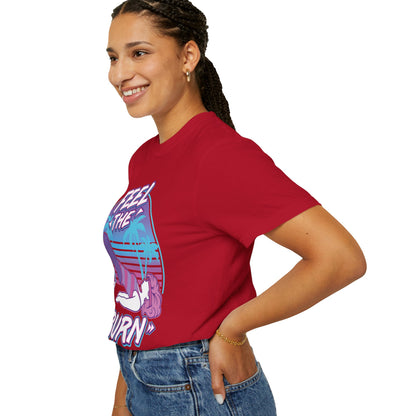 Feel the Burn Retro 80s Glute Thrust Pose Graphic Tee | Vintage Workout Shirt