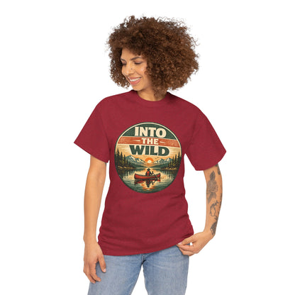 Into the Wild Canoe Badge Tee | Vintage Outdoor Graphic Shirt | Camping Adventure Gift