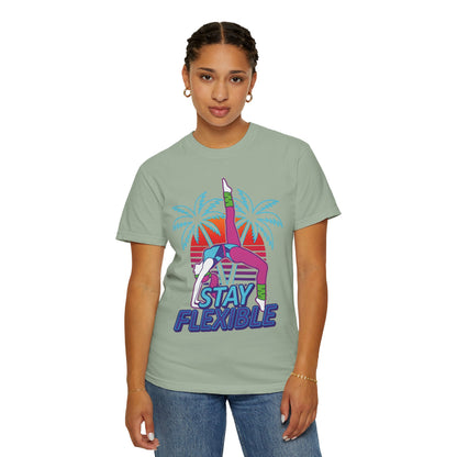 Stay Flexible Retro 80s Backbend Graphic Tee | Vintage Workout Shirt Women