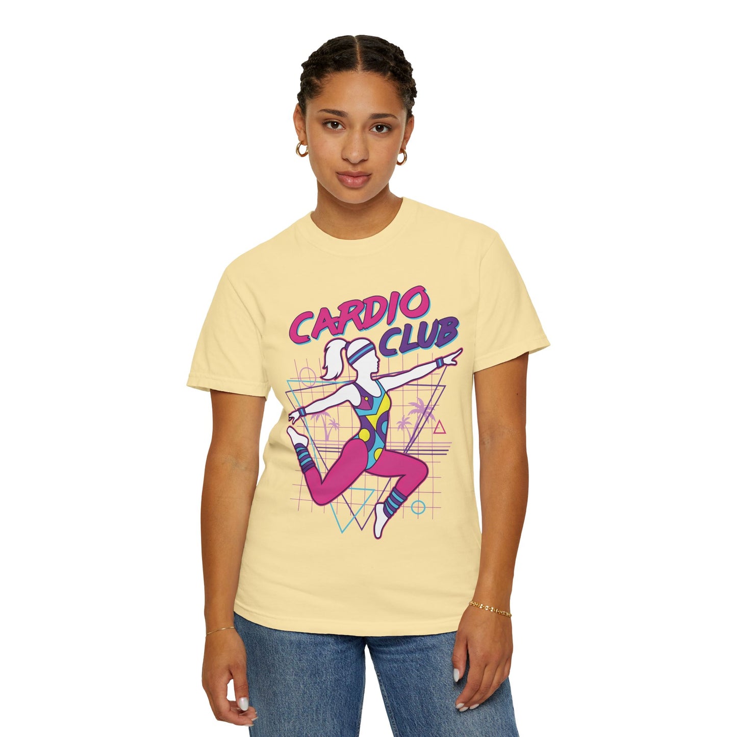 Cardio Club Retro 80s Grid Aerobics Graphic Tee | Vintage Gym Shirt Women