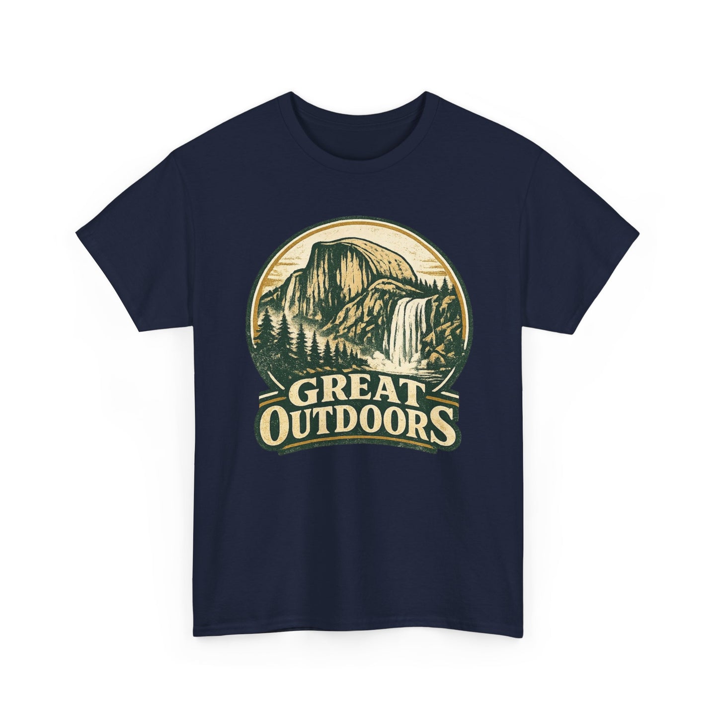 Great Outdoors Retro Badge Tee | Yosemite Half Dome Graphic Shirt | Camping Gift