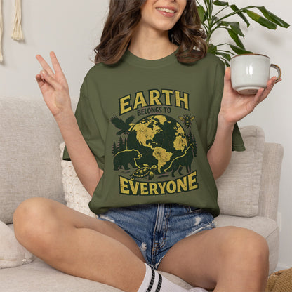 Earth Belongs to Everyone Earth Day Tee | Conservation Art Shirt | Wildlife Gift