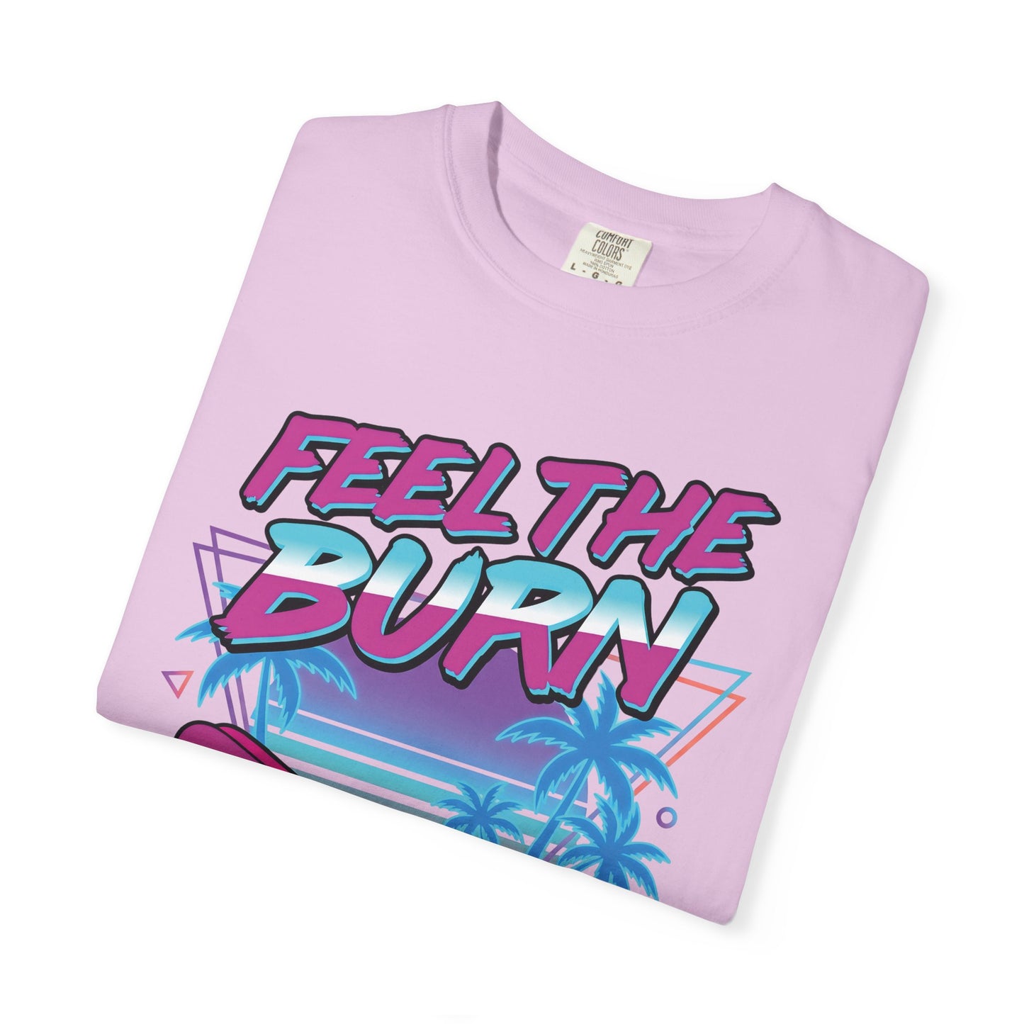 Feel the Burn Neon 80s Aerobics Graphic Tee | Retro Workout Shirt Women