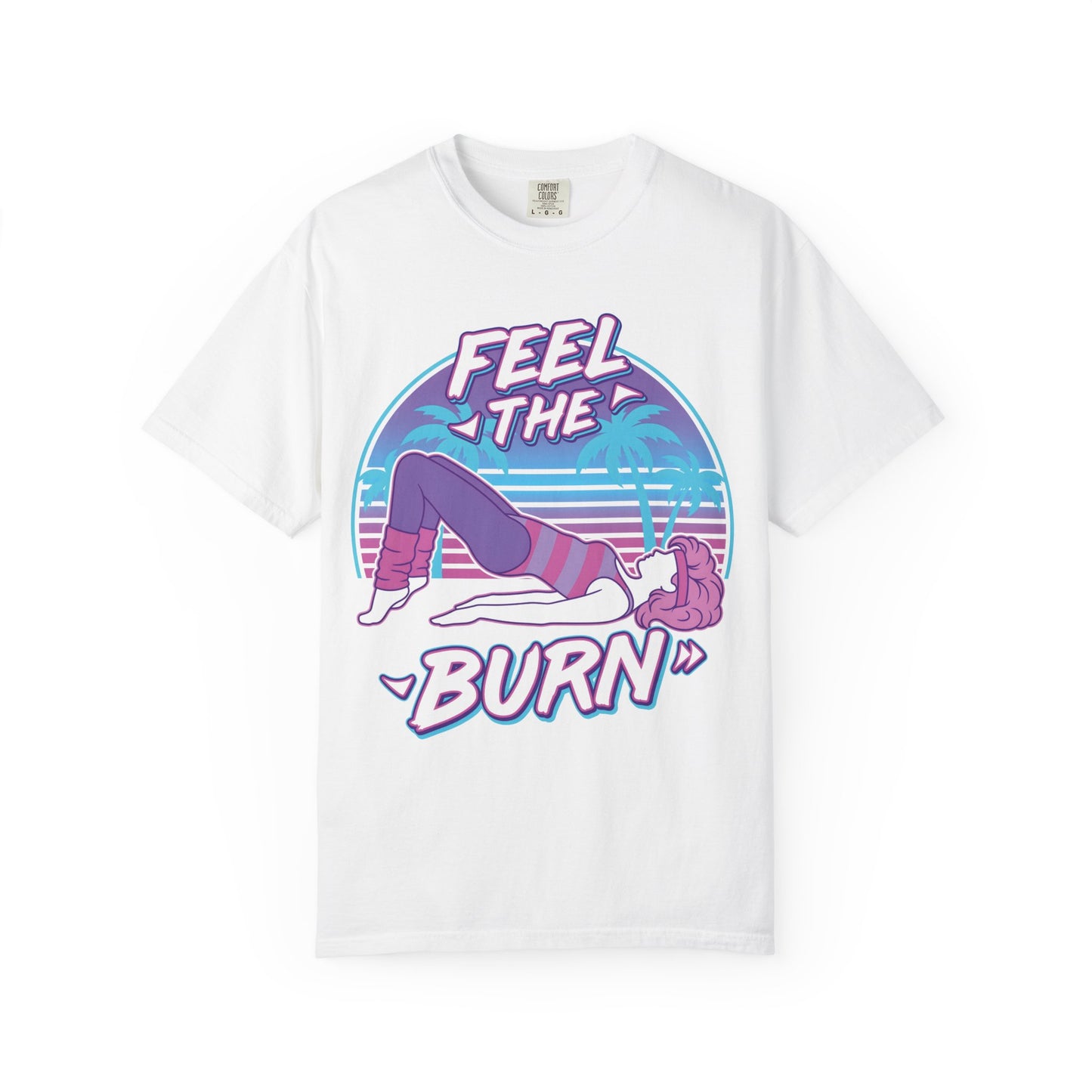 Feel the Burn Retro 80s Glute Thrust Pose Graphic Tee | Vintage Workout Shirt