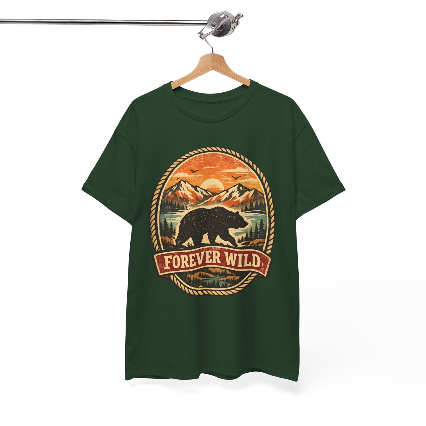 Grizzly Bear Forever Wild Badge Tee | Vintage National Park Shirt | Nature Lover Gift