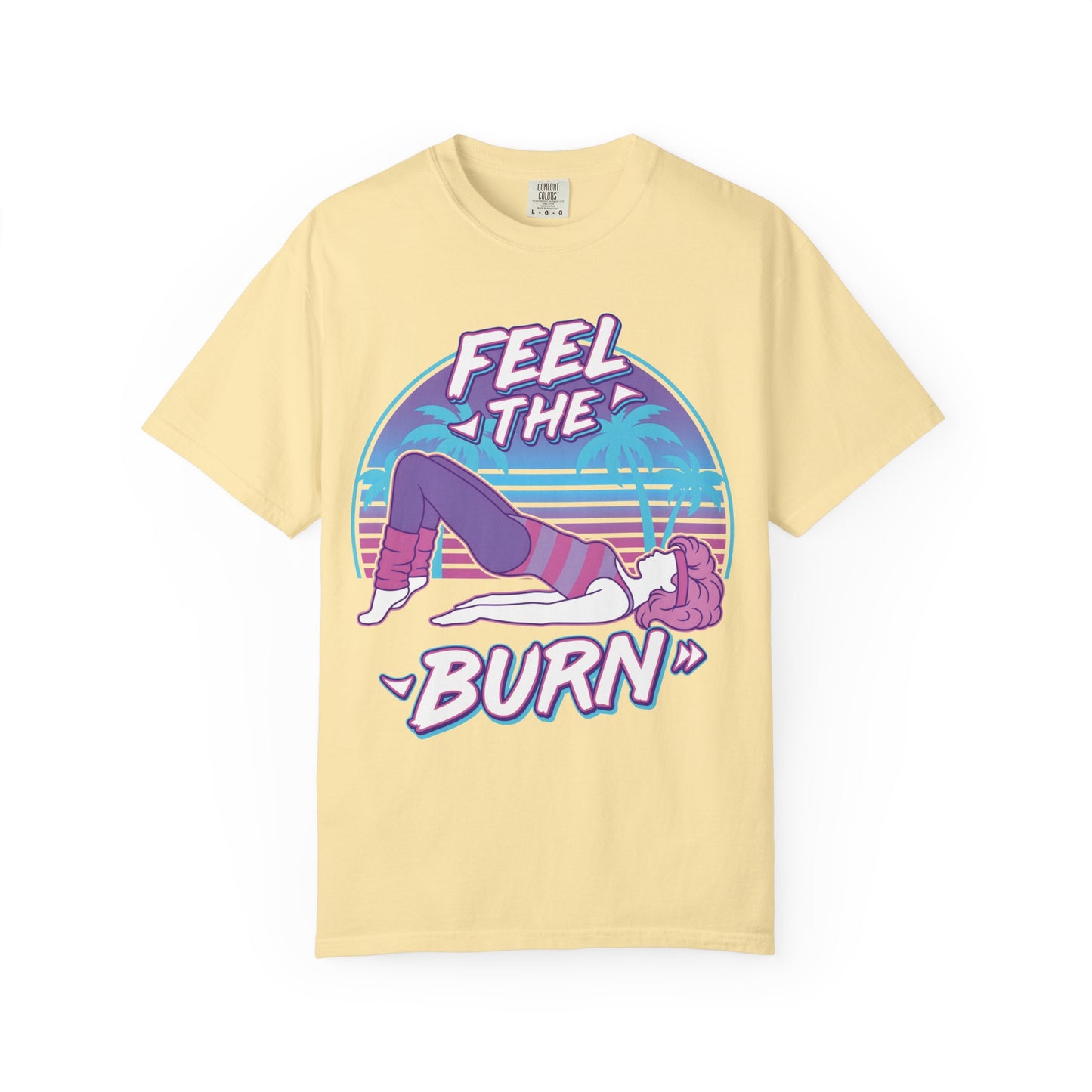 Feel the Burn Retro 80s Glute Thrust Pose Graphic Tee | Vintage Workout Shirt