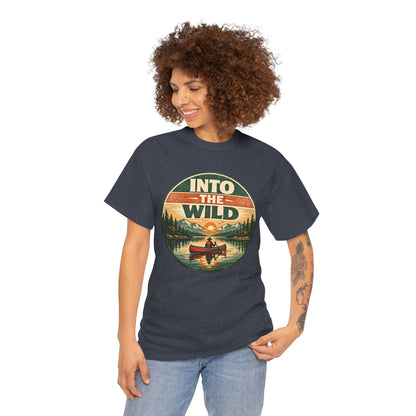 Into the Wild Canoe Badge Tee | Vintage Outdoor Graphic Shirt | Camping Adventure Gift