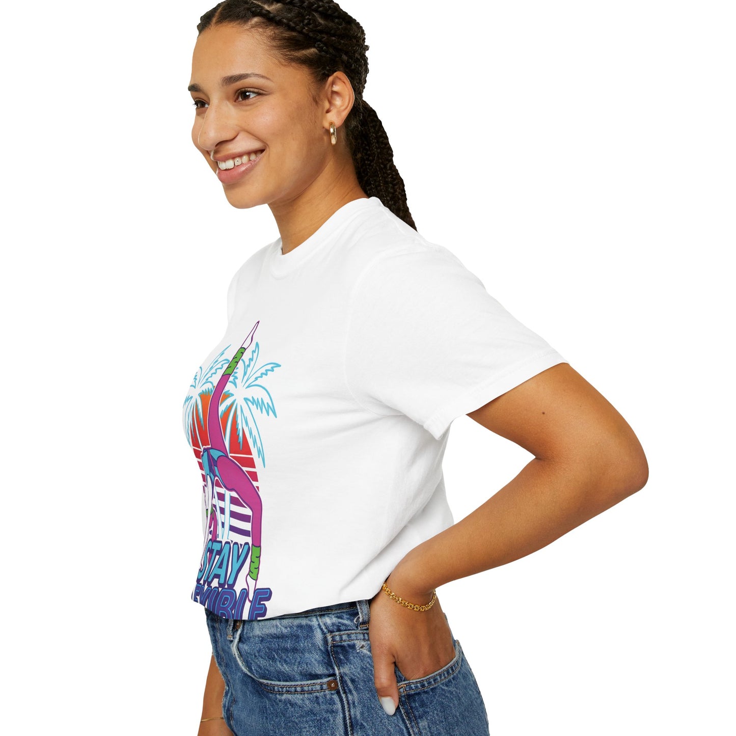 Stay Flexible Retro 80s Backbend Graphic Tee | Vintage Workout Shirt Women