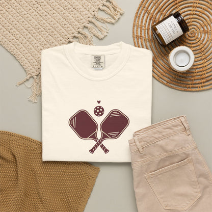Pickleball Heart Icon Tee Pickler Love Minimalist Graphic Unisex Shirt