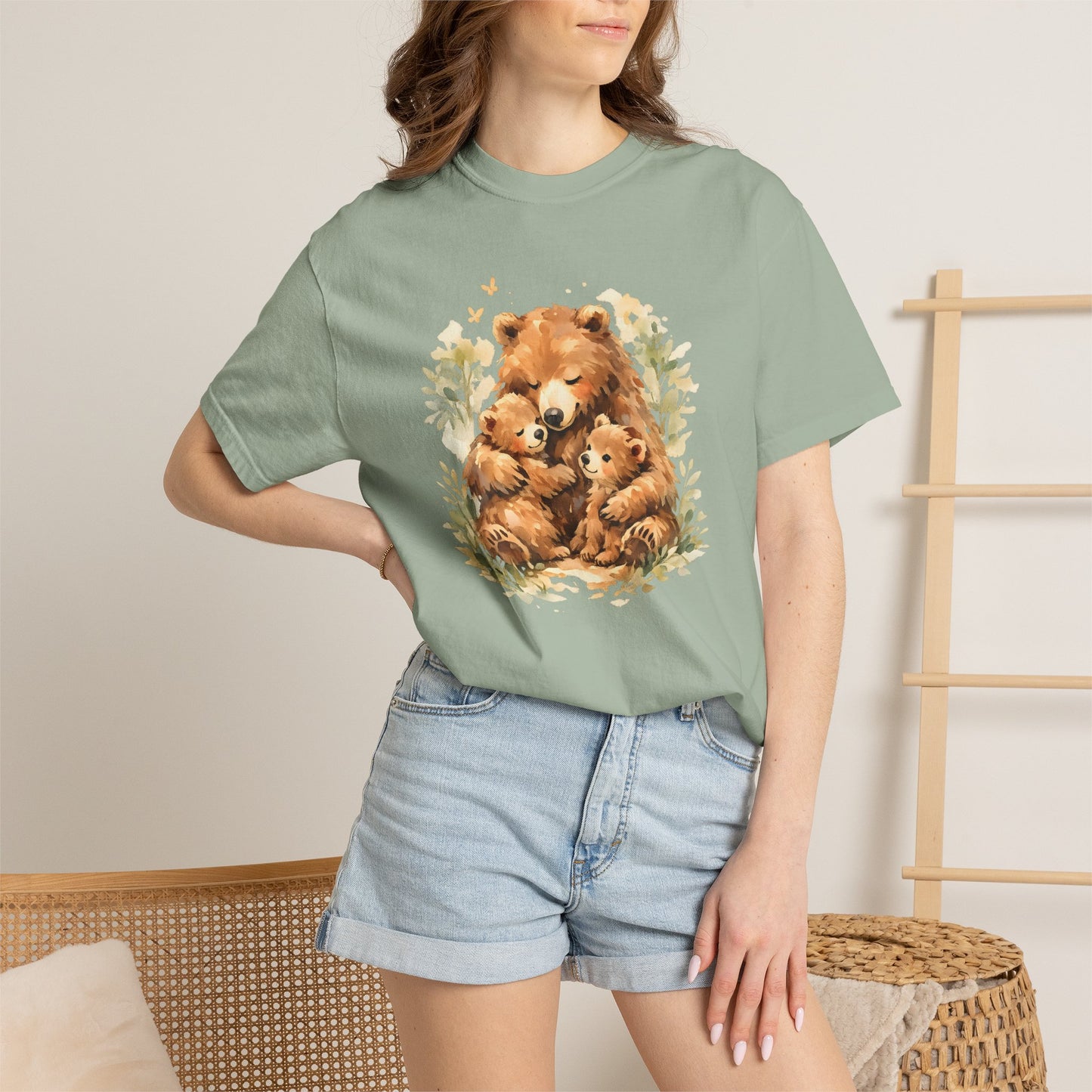 Mother Bear and Cubs Watercolor Tee | Wildlife Art Shirt | Mother Nature Gift | Unisex