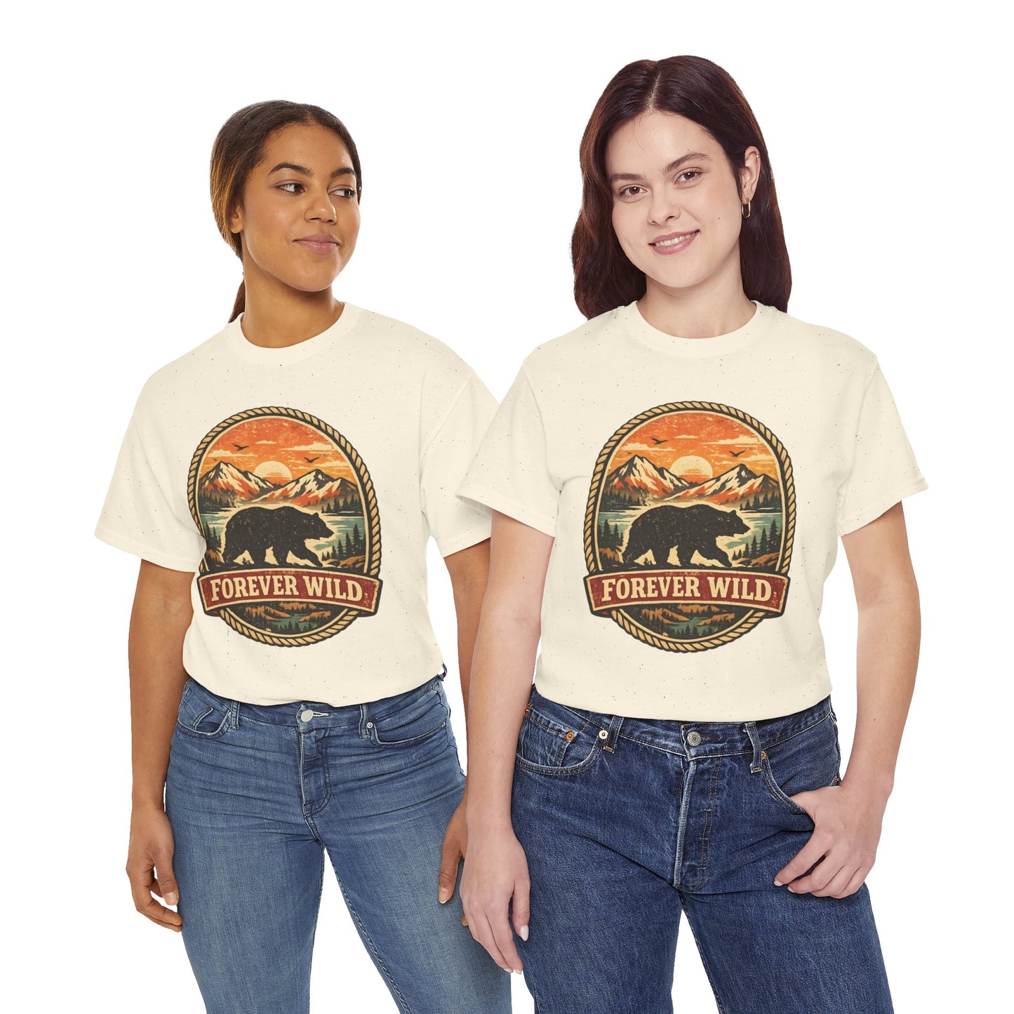 Grizzly Bear Forever Wild Badge Tee | Vintage National Park Shirt | Nature Lover Gift