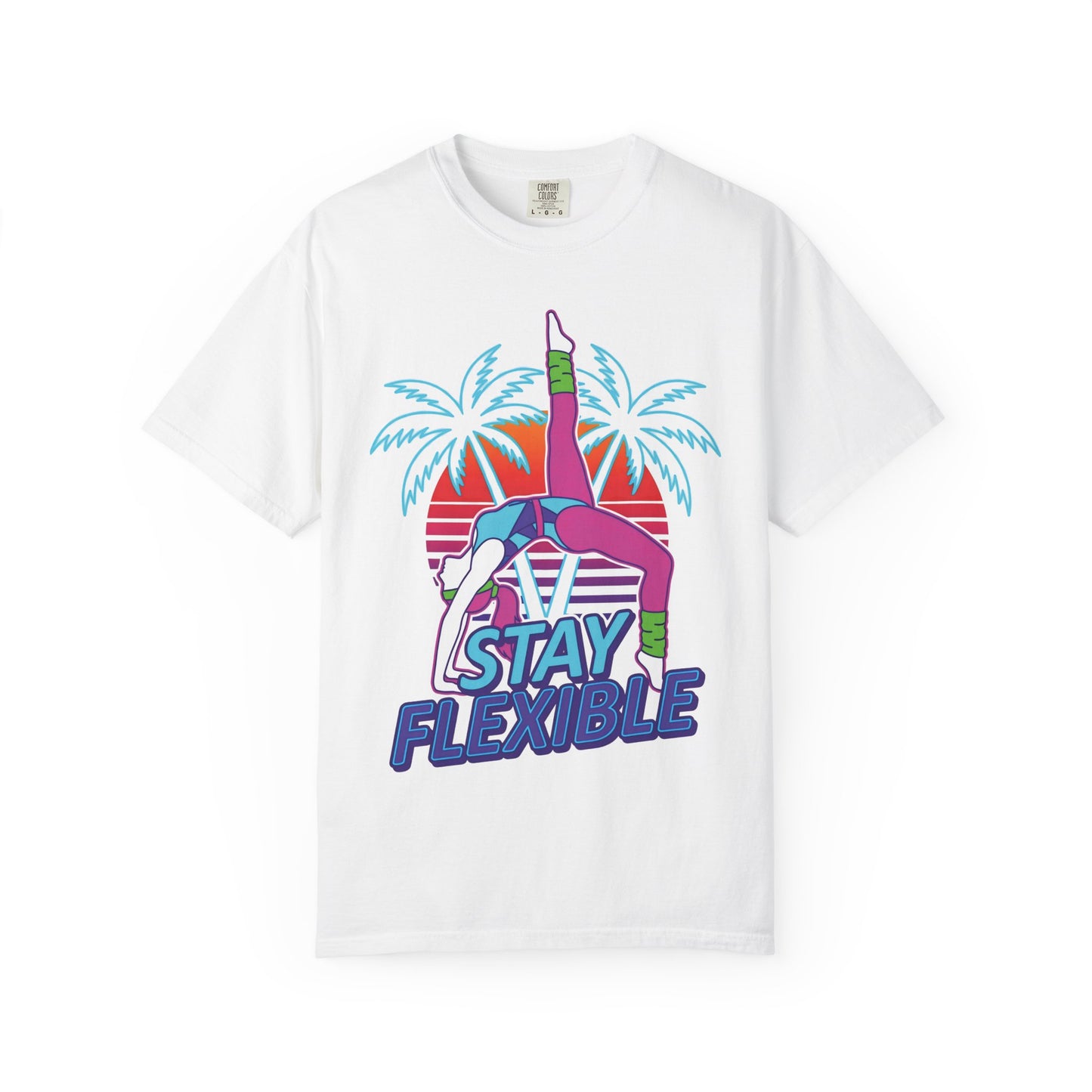 Stay Flexible Retro 80s Backbend Graphic Tee | Vintage Workout Shirt Women