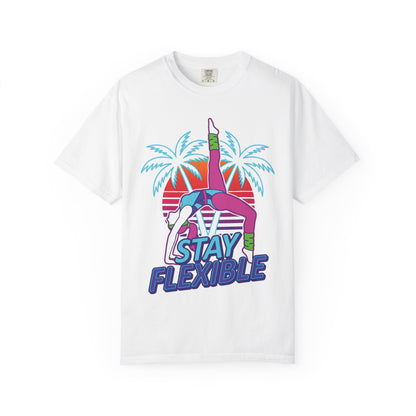 Stay Flexible Retro 80s Backbend Graphic Tee | Vintage Workout Shirt Women