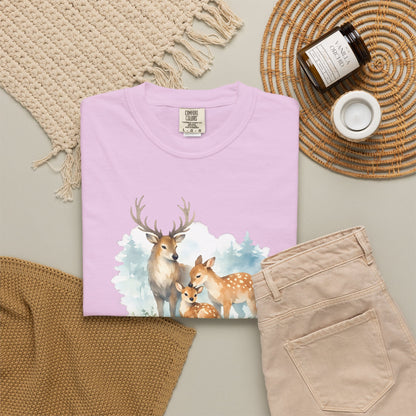 Watercolor Deer Family Tee | Forest Wildlife Art Shirt | Nature Lover Gift | Unisex