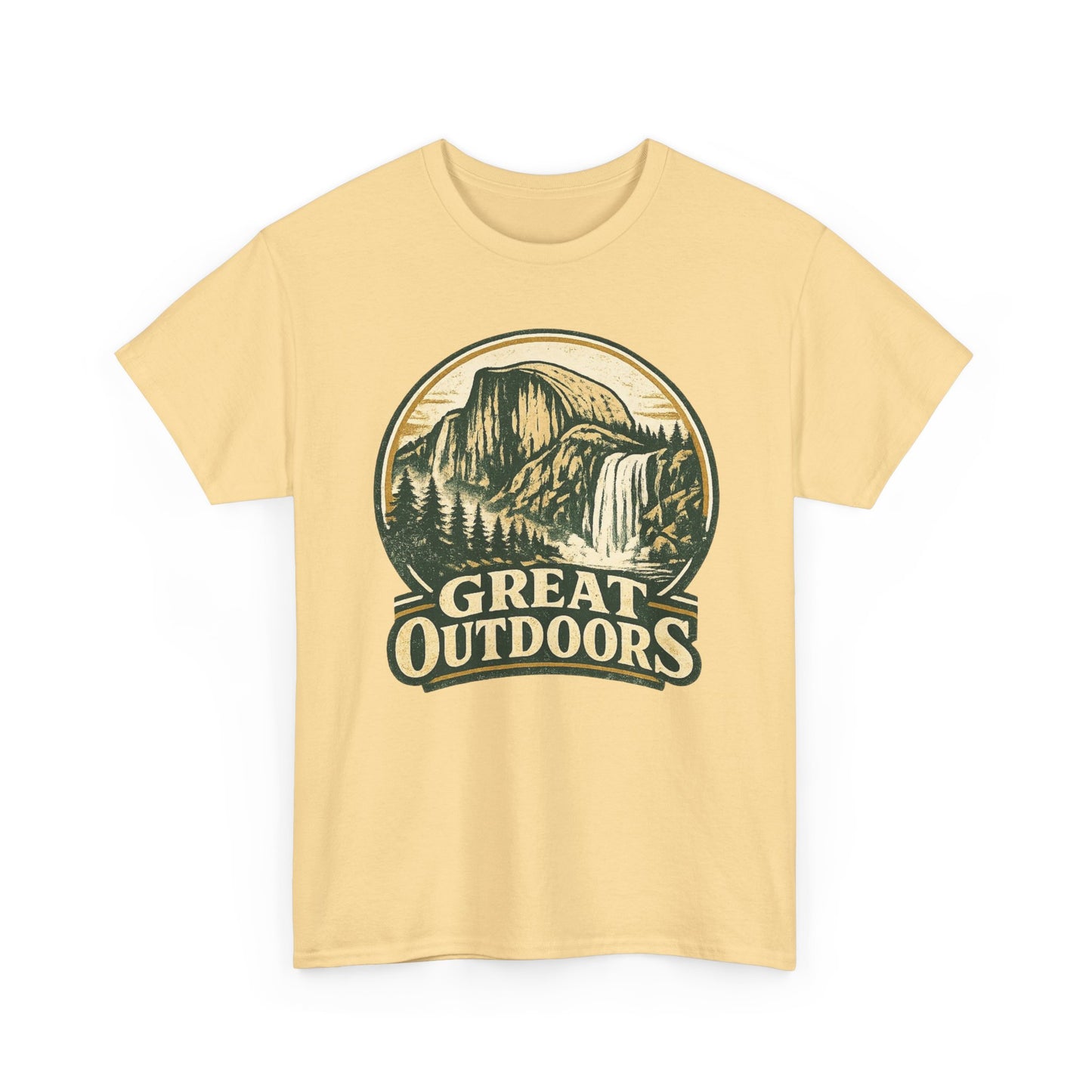 Great Outdoors Retro Badge Tee | Yosemite Half Dome Graphic Shirt | Camping Gift