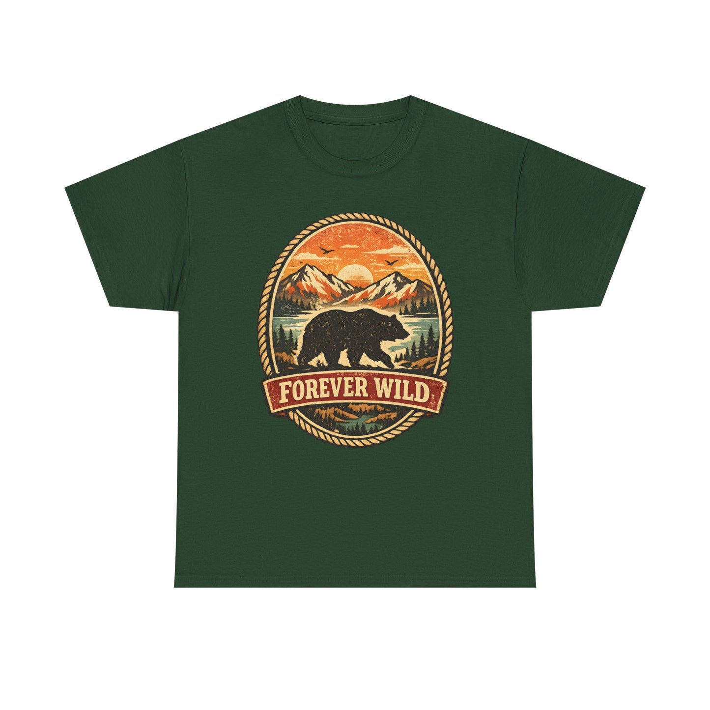 Grizzly Bear Forever Wild Badge Tee | Vintage National Park Shirt | Nature Lover Gift