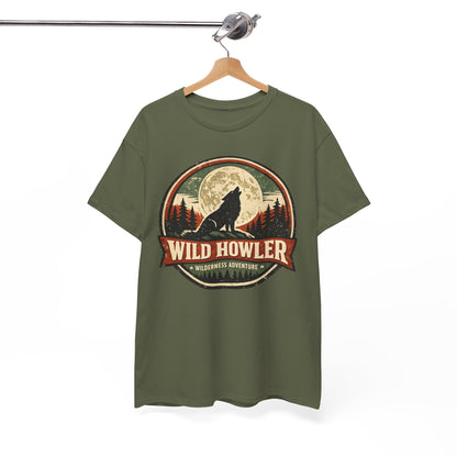 Howling Wolf Vintage Badge Tee | Full Moon Wilderness Shirt | Nature Lover Gift