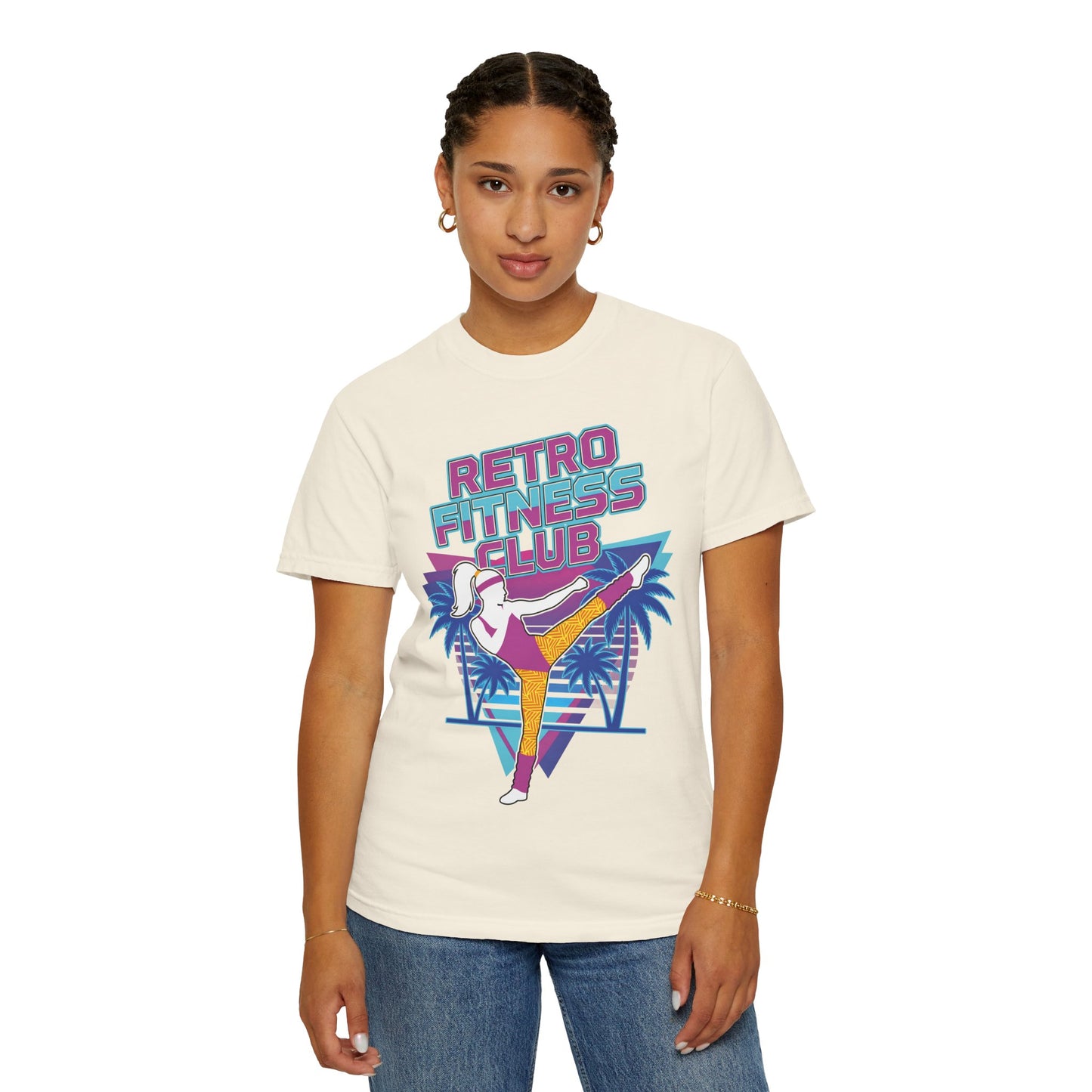 Retro Fitness Club High Kick 80s Tee | Vintage Aerobics Shirt Women