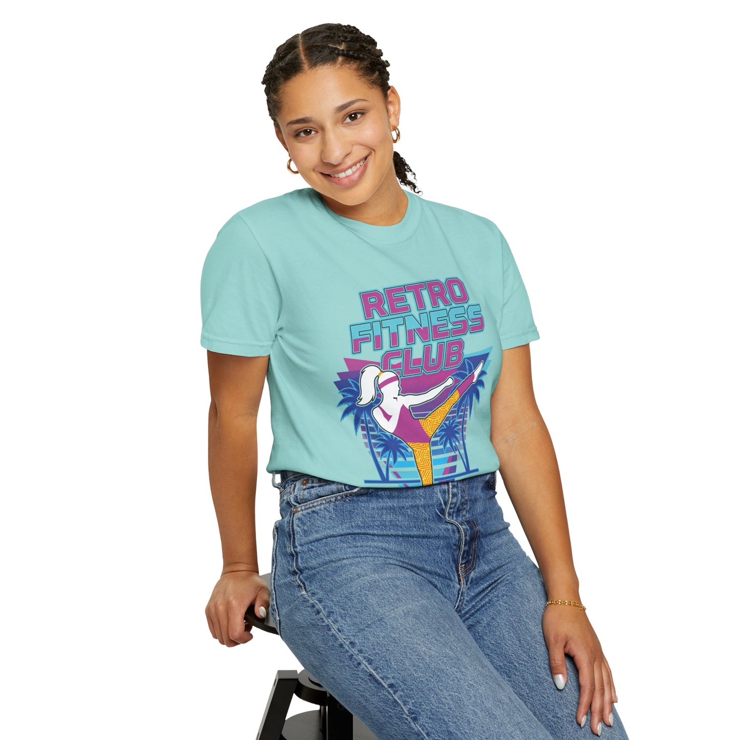 Retro Fitness Club High Kick 80s Tee | Vintage Aerobics Shirt Women