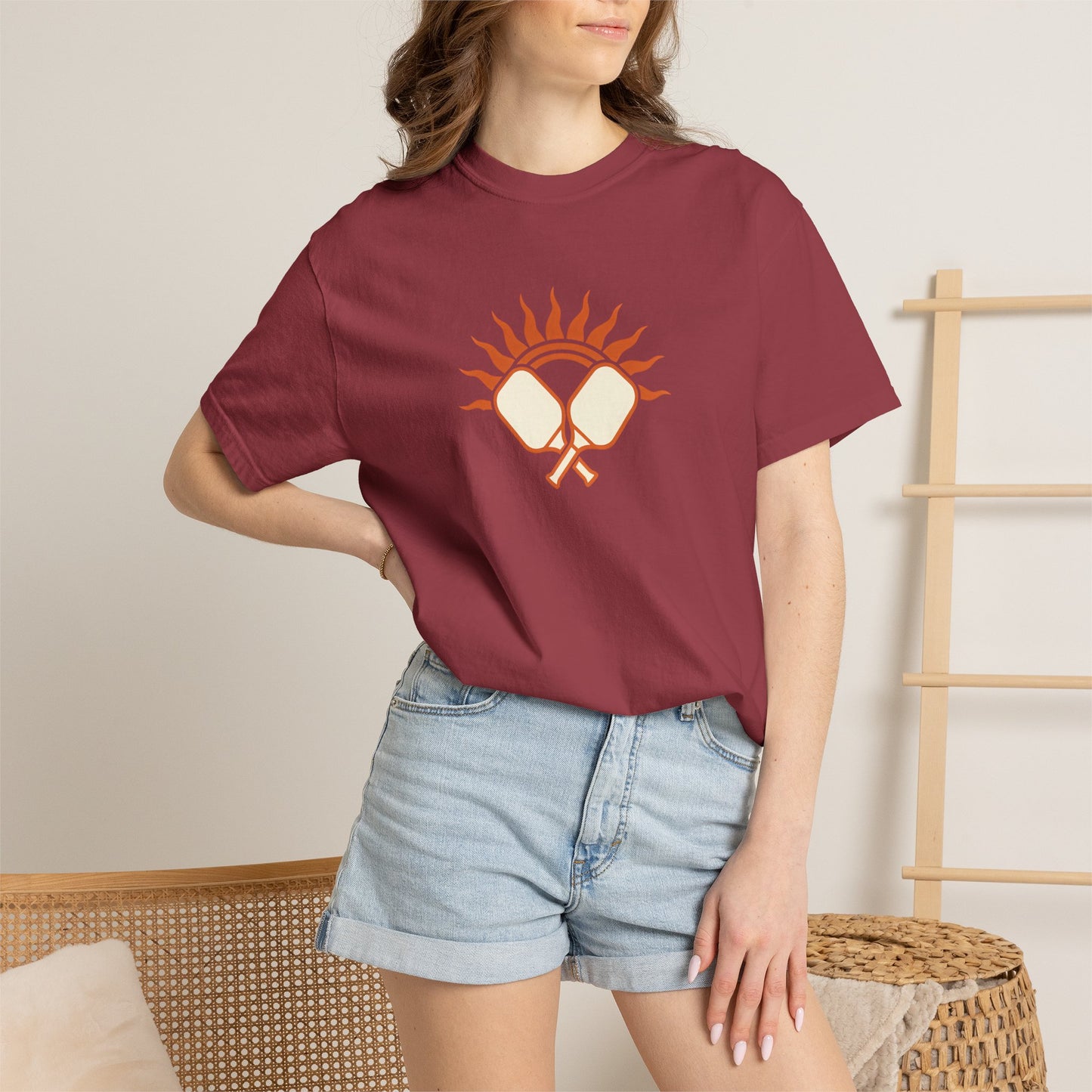 Pickleball Sun Badge Tee Pickler Vintage Minimalist Unisex Shirt